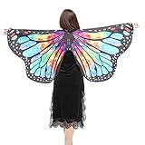 Schmetterling Kostüm Damen Flügel, Riou Erwachsene Schmetterlingsflügel Kostüm Pixie Nymphe Schal Feenkostüm für Hallowee Karneval Fasching Kostüme Party Cosplay