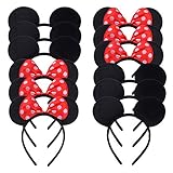 12 Stücke Schwarz Rot Mäuseohren Stirnbänder für Geburtstag Halloween Partys Mama Jungen Mädchen Haarschmuck Schöne Maus Ohren Haarreife Dekorationen (Schwarz Rot)