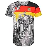 REPUBLIX Länder Em WM Oversize Herren Crew Neck Shirt Sommer T-Shirt Rundhals-Ausschnitt R-0048 Deutschland Schwarz L