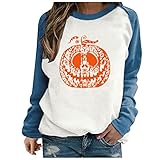 Hirolan Damen Sweatjacke Vintage Graue Die NäHte Waren DüNn Freizeit-Farbkontrast-Spleiß-Schulter-Einsatz-Druck-Pullover Ragwear Warmer Pullover Herbst Oberteile Langarmshirt B