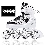 Kinder Herren Damen verstellbare Inliner Inlineskates, ABEC-7 Chrome Kugellager, Größe 26-45 Unisex Fitness Skates für Erwachsene Anfänger mädchen Jungen (Weiß, L(37-42))