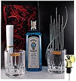 Geschenk Bombay Sapphire London Dry Gin + 2 Gläser + Ausgießer S