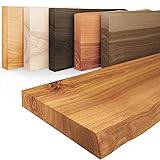 LAMO Manufaktur Wandregal Holz Baumkante, Bücherregal Pure ohne Befestigung, Farbe: Rustikal 40cm, LW-01-A-003-40