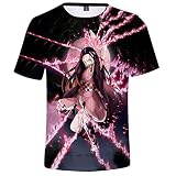 ZOSUO Unisex 3D Druck Demon Slayer Kamado Nezuko Lustige Grafik T-Shirt Sommer Casual Kurzarm Shirt Crew Tees Top S-6XL,4XL