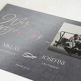 sendmoments Hochzeitseinladungskarten, Schiefer rosé, 5er Karten-Set C6, personalisiert mit Wunschtext & persönlichen Bildern, mit Roségold Veredelung, optional passende Design-Umschläg