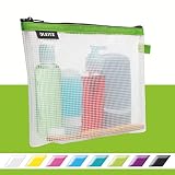 Leitz WOW Reise Zip-Kulturbeutel, durchsichtig, Wasserabweisend, Idealer Kosmetikbeutel für Reisen und im Handgepäck, Maße (BxHxT): 24 x 17 x 3 cm, Grün, 40140054