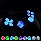 eXtremeRate DTF Knöpfe Tasten für PS4,D-Pad Thumbsticks Steuerkreuz Button LED Kit Zubehör für Playstation 4 Controller(Leuchttaste)