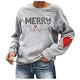 Weihnachten große größen Damen Herbst t-Shirt Damen Oversize scharzes top Chiffon fokuhila Bluse Island Pullover Damen Flamingo Hemd Sweatshirts für Damen Damen Pullover Baumw