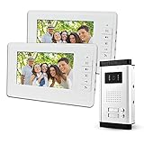LIBO 7 7 Zoll verdrahtete Video Türklingel-Tür-Telefon-System 2 Monitoren mit 1 IR Kamera, Zwei Anruf-Knöpfen, Nachtsicht für 2 unterbrachte für Multi Wohnung/F
