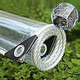 MYJHUIY Transparent PVC Plane Gewebeplane Abdeckplane Wasserdicht Schwerlast Wetterresistent Draussen Klar Wasserdicht Vorhang Mit Tülle Gartenmöbel Abdeckungen(0.8m X 1m)