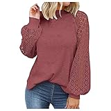 Alueeu Damen Tuniken Lang Damen Pulli Herbst Elegant Tunika Longblusen und Tuniken Sale Party Frauen Spitze Pullover Langarmshirt Top T Shirt Tunika Bluse Vintage Pulli Vintag