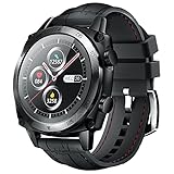 CUBOT C3 Smartwatch Herren, Android Wear Fitnessuhr, 5ATM Wasserdicht Uhr, Rund Watch mit Schrittzähler, iOS/Android kompatibel Armbanduhr, Schw