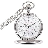 Herren-Taschenuhr, Vintage-Stil, Quarz-Taschenuhr, klassische Skulptur, Taschenuhr mit kurzer Kette, für Männer und Frauen, wird in Geschenkbox g