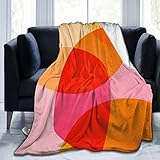 Einzigartige Flanell-Fleecedecken, 127 x 101,6 cm, Minimalismus, Sommer-Vibe, rosa und rot, Patchwork, Balance-Zeichnung, Überwurfdecke für Herbstparty, super weich und dick, hypoallerg