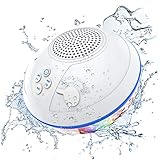 Bluetooth Pool Lautsprecher, IPX7 Wasserdicht Bluetooth Lautsprecher Tragbarer Dusche Musikbox mit LED Lichter, Kristallklare Freisprechen, Schwimmender Lautsprecher für Strand Badezimmer Party Gab