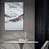 Bergblick Wandkunst Bild abstrakter Leinwanddruck Winter Naturlandschaft Poster, geeignet für Hauswanddekoration 70x100cmx1 I