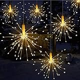 LED Lichterkette, Queta Lichtkette mit Fernbedienung Outdoor Weihnachtslichterkette Batteriebetrieben, explodierendes Feuerwerk, Warmweiß (180 Lichter)