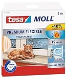 tesamoll® Silikondichtung Premium Flexible - schließt Fenster- und Türspalten, transparent, 6 m (3er Pack)