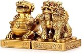 Chtom Gerenic EIN Paar Pixiu/Piyao Pure BHS chinesische Feng Shui Statuen Sammeln von Figur for Zuhause und Büro Feng Shui Decor Anziehen Wohlstand und Glücksstatuen(Größe: klein) (Size : M)