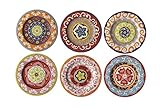 Rose & Tulipani Teller Nador, mediterraner Stil, bunt, 6 Verschiedene Teller, 13 