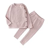 Huihong Baby Kleinkind Neugeborene Mädchen Jungen Baumwolle Strickpullover Pullover Tops Hosen Outfits Pyjamas Set (Rose, 90)