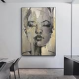 Golden Girl Face Leinwand Poster Drucke Wandkunst Bilder Poster und Drucke Wanddekoration für Wohnzimmer Malerei 80x120cm R