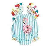 Carolilly One Piece Badeanzug Mädchen Sommer Mädchen Tier Obst Druck Polka Dots Schleife Ärmellos Einteiler Meer Schwimmbad Strand Badeanzug Bademode für Baby Mädchen 0-7 Jahre alt Gr. 3-4 Jahre,