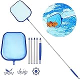 Pool Kescher, Pool Skimmer Kescher 2021 Neu Poolkescher Feinmaschig Mit 1.2M Langer Teleskopstange Pool Reinigungsset Kescher Pool Reinigung FüR Spas, Swimming Pool- FüR Cacher Pool Leaves (XL)