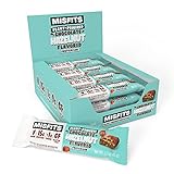 Misfits Veganer Protein-Riegel mit hohem Protein- und niedrigem Zuckergehalt - 15g Protein, 1g Zucker (12 x 45 g Riegel) (Schokolade & Haselnuss)