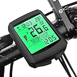 Lyeiaa Fahrradcomputer Kabellos, 19 Multifunktions Fahrradtacho Fahrrad Tachometer Radcomputer mit LCD-Hintergrundbeleuchtung Kilometerzähler, IP65 wasserdichte, 5 Sprache, für alle Fahrradtyp