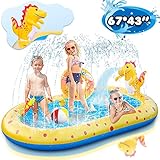 Ksasmile Splash Pad Schwimmbad Spielmatte, Dinosaurier aufblasbare Pools über Boden, Hinterhof Spielen genießen kühlen Sommer, Outdoor-Spielzeug für Kinder, Babys, Hund Sommer Geschenk