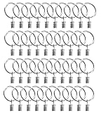 Vorhangstangenring-Clips, 40 Stück Vorhang Clip Gardinenstange 35mm Vorhang Clips Aufhänger-Clips mit Ösen von Gardinen in Küche, Bad, Schlafzimmer, Wohnzimmer, Balkon (Silber)