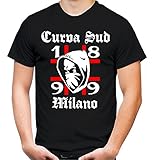 Curva Sud Milano Männer und Herren T-Shirt | Fussball Kleidung Geschenk | M1 (XXXXL, Schwarz)