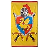 Boland 44008 - Fahne Ritter und Drachen, Größe 150 x 90 cm, Banner, Flagge, Wappen, Ritterrüstung, Dekoration, Geburtstag, Motto, Party,