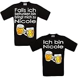 RISEN&LOUD Feiershirt schwarz 2er-Set - Falls ich betrunken B