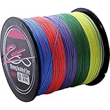 Facaimao Geflochtene Angelschnur, mehrfarbig, abriebfest, 8 Stränge, ultraglatte, geflochtene Schnur, keine Dehnung, geringer Speicher, 10 m pro Farbe (300 m)