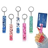 TBoxBo 5 Stück Karten-Greifer Kartenclips ATM kontaktlose Kartenausdreher Acryl Debit Bankkarten Greifer für lange Nagelkarten Extraktor Schlüsselanhänger mit Kartenzieher für M