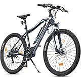 BLUEWHEEL E-Bike 27,5“ & 29“ I Deutsche Qualitätsmarke | EU-konform E-Mountainbike 21 Gänge & Hinterradmotor für 25 km/h | Fahrrad mit MTB Federgabel, App, LED Licht & Sportsattel | BXB75 Ebik