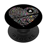 Cell Phone Pop Up Holder,Cute Rainbow Heart Black Letter A - PopSockets Ausziehbarer Sockel und Griff für Smartphones und Tab