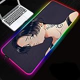 Mauspads Tokyo Revengers XXL Großes RGB Gaming Mauspad LED Weiche komfortable Tastatur Schreibtischmatte für Gamer PC Laptop 35,4 x 15,7 Z