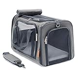 PiuPet® Katzentransportbox - Ideal für Katzen & kleine Hunde - Stabile Transporttasche mit großem Blickfeld - Transportbox Katze - Stilvolle Katzenbox mit herausnehmbarer F