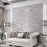 3D Deko Tapete Schlafzimmer matt Silber Blume Wand Papier Metallic Tapete für Küche Deko Wohnzimmer mattes Silb