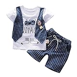 Briskorry Baby Jungen Sommer Gentleman Bow T-Shirt Tops + Shorts Hosen Outfits Kinder Kleidung Set Kleinkind Bekleidungssets für Kinder von 12M-3Y Ausstattungs 2PCS Anzug Set Geburtstag Party T