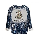 Damen Sweatshirt Weihnachten Langarmshirt Tie Dye Pullover Rundhals Basic Langarm Shirt Herbst Winter Bluse Tops Oberteile Teenager Mädchen Mode Weihnachtspullover Pulli Bequemes Jump