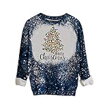 Damen Sweatshirt Weihnachten Langarmshirt Tie Dye Pullover Rundhals Basic Langarm Shirt Herbst Winter Bluse Tops Oberteile Teenager Mädchen Mode Weihnachtspullover Pulli Bequemes Jump