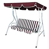 DEGAMO Hollywoodschaukel Florida 3-sitzer, Gestell Weiss, Bezüge Bordeaux/Weiss, extra stabile Ausführung