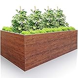 GARTENDEK Hochbeet aus verzinktem Metall für Garten 200x100x63 cm sehr Stabil - Premiumqualität Stahl, Holzoptik, Rechteckig. Blumenhochbeet Gartenbeet für Kräuter und Gemüse, Langlebig