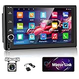 Podofo Autoradio mit Navi Bluetooth,Android Doppel Din 7 Inch HD Bildschirm Rückfahrkamera Touchscreen Freisprecheinrichtung Car Stereo WiF/BT/GPS/FM