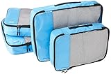 Amazon Basics Kleidertaschen-Set, 4-teilig, 2 mittelgroße und 2 große Kleidertaschen, Himmelb