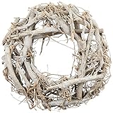 Rayher Hobby 65013000 Weidenkranz, weiß gewischt, 30 cm ø, Höhe 8 cm, Adventskranz, Türkranz, Naturkranz, Weidenring, Kranz aus W